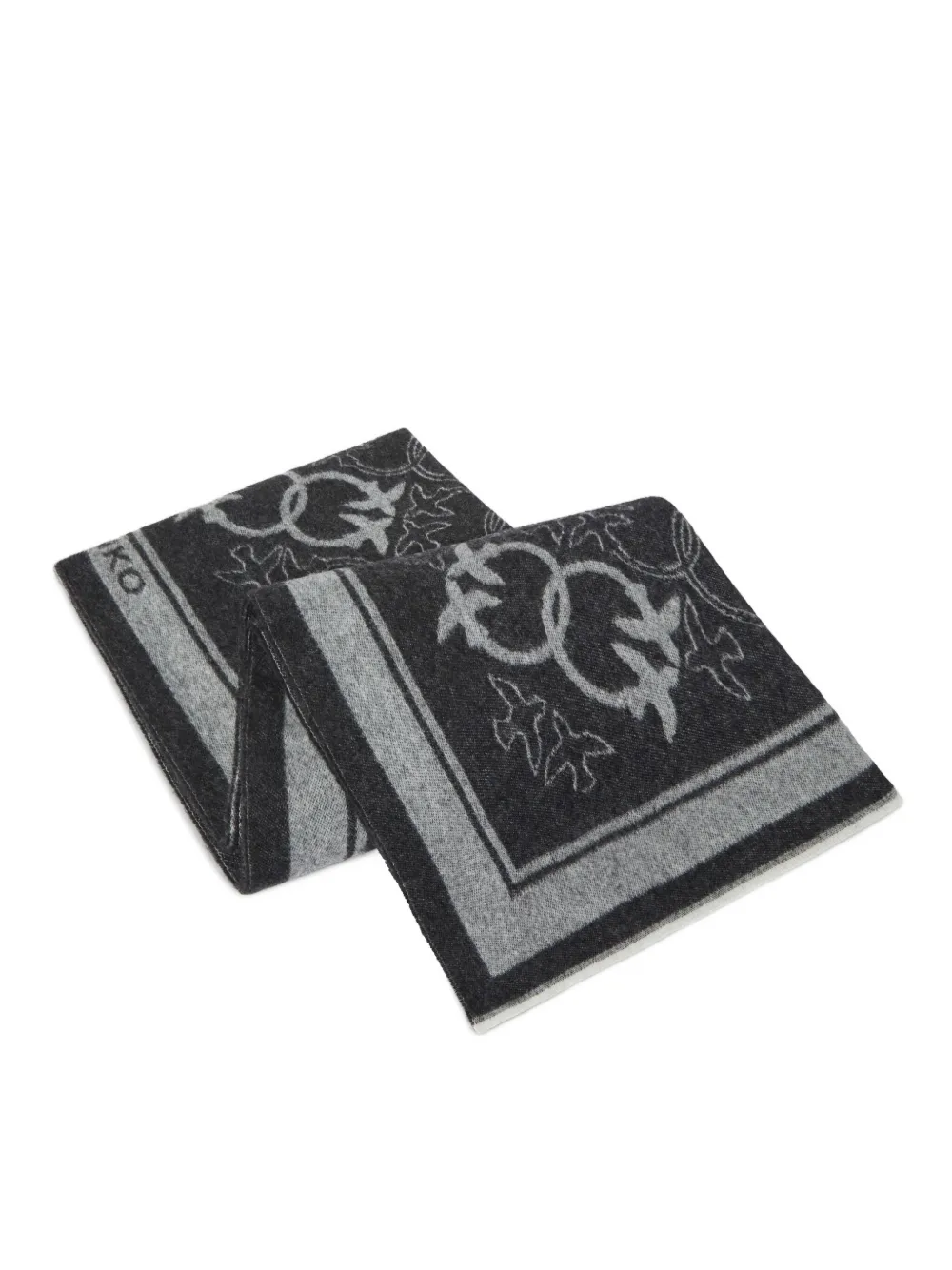 Pinko Love Birds Wool Poncho In Black