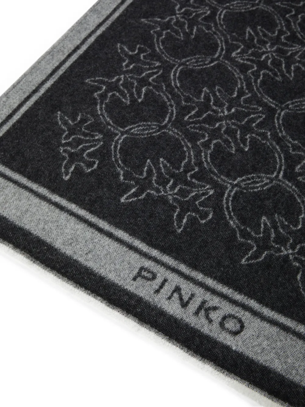 Pinko Love Birds Wool Poncho In Black