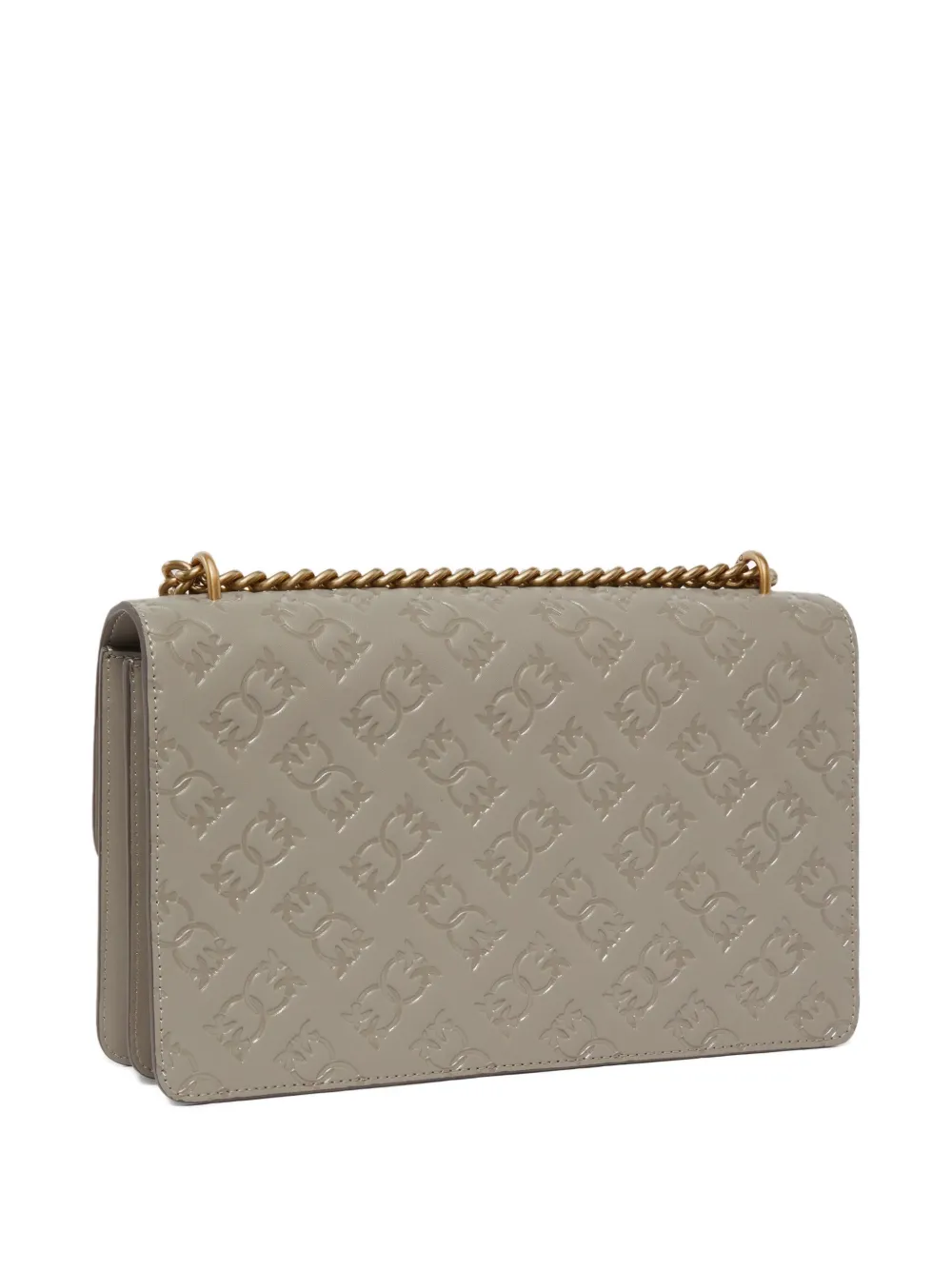 PINKO Love Birds leren crossbodytas met reliëf Beige