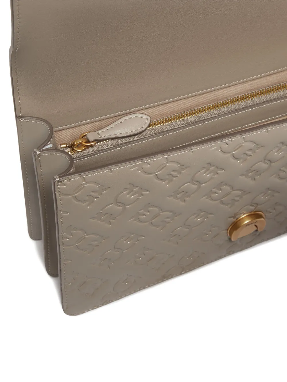 PINKO Love Birds leren crossbodytas met reliëf Beige