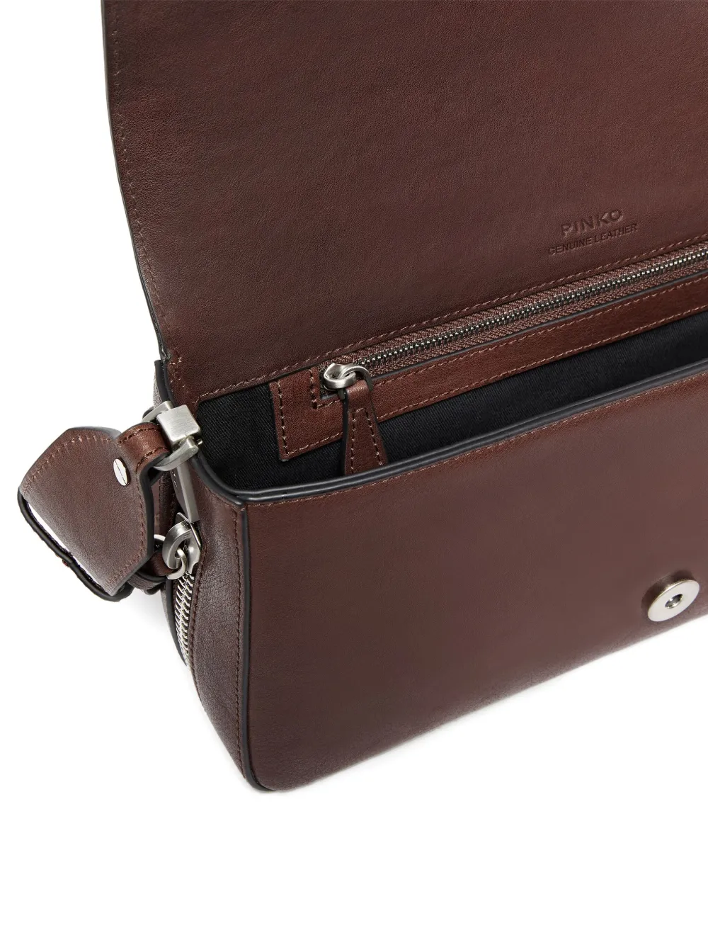 Pinko Medium Leather Classic Love Bag Slouchy Shoulder Bag With Zip In Brown