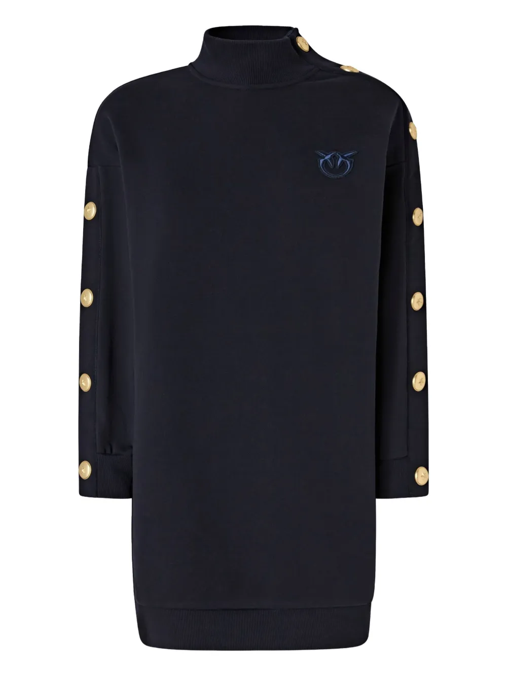 Pinko Button-detailed High-neck Mini Dress In Animal Print