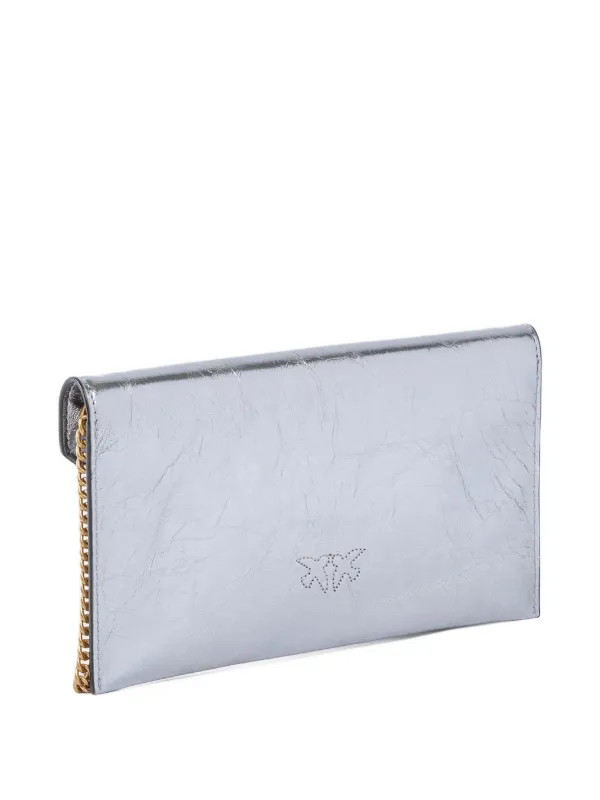 PINKO Metallic Flap Chain Clutch | Grey | FARFETCH