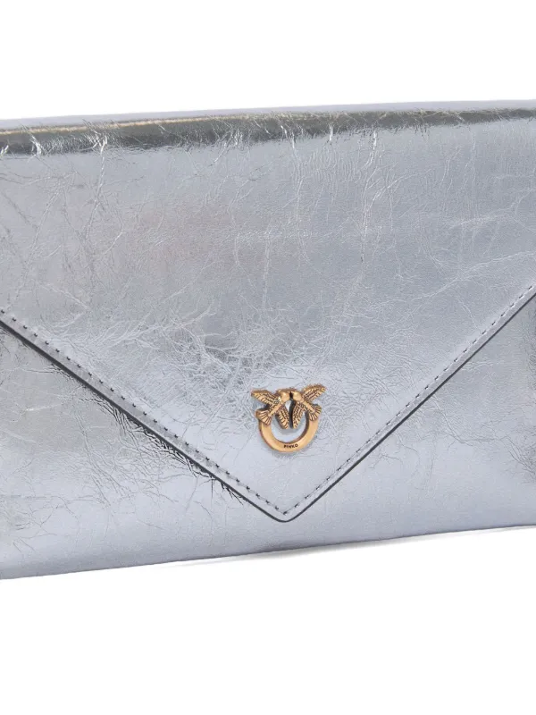 PINKO Metallic Flap Chain Clutch | Grey | FARFETCH