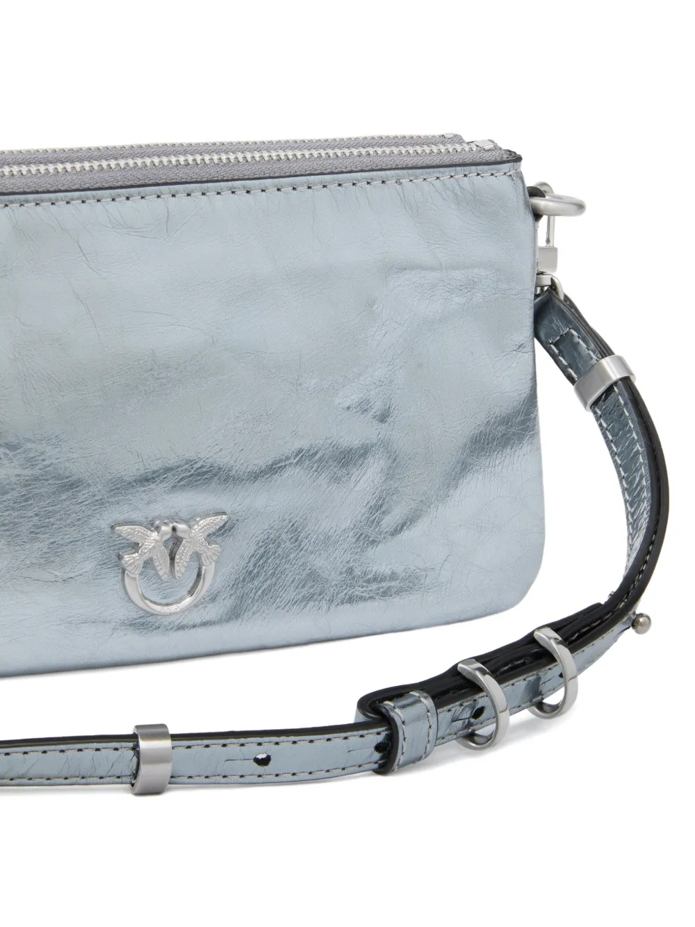 PINKO Metallic crossbodytas met dubbele rits Blauw