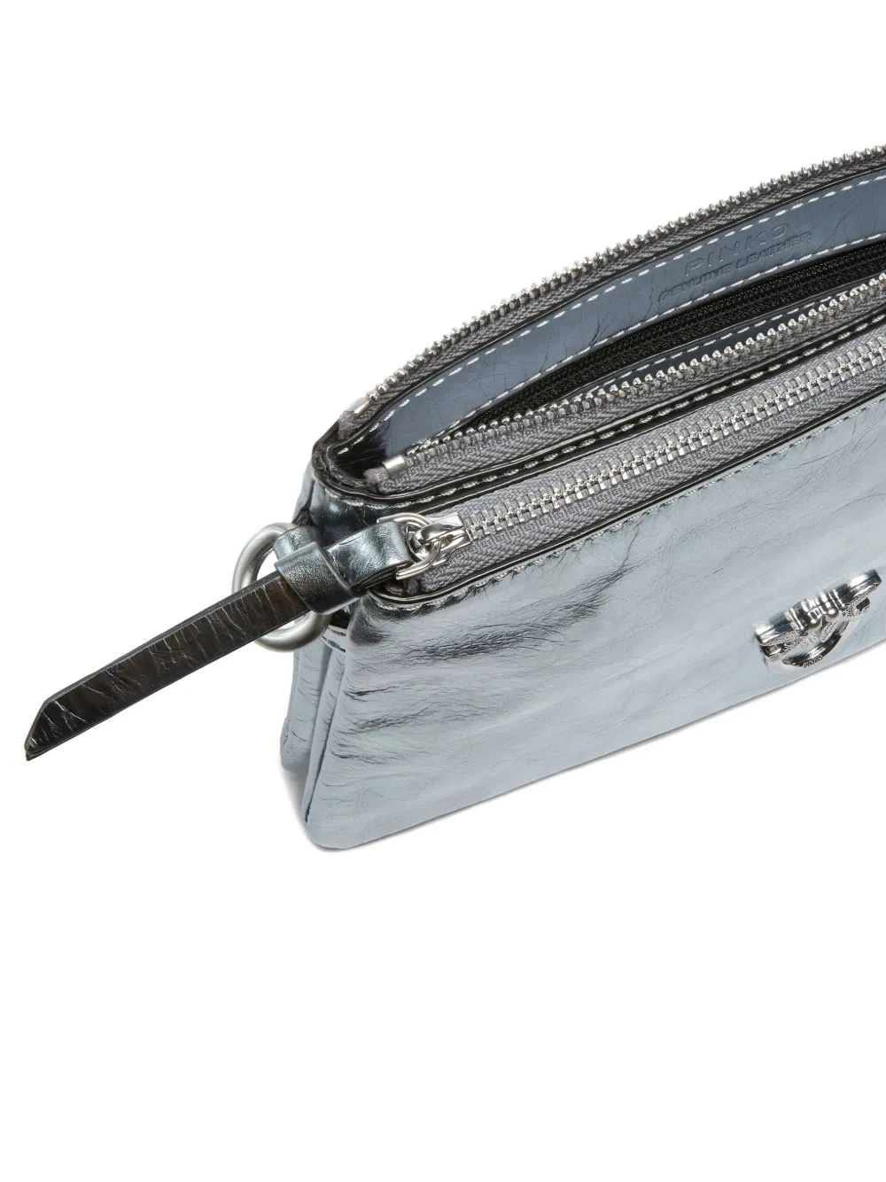 PINKO Metallic crossbodytas met dubbele rits Blauw