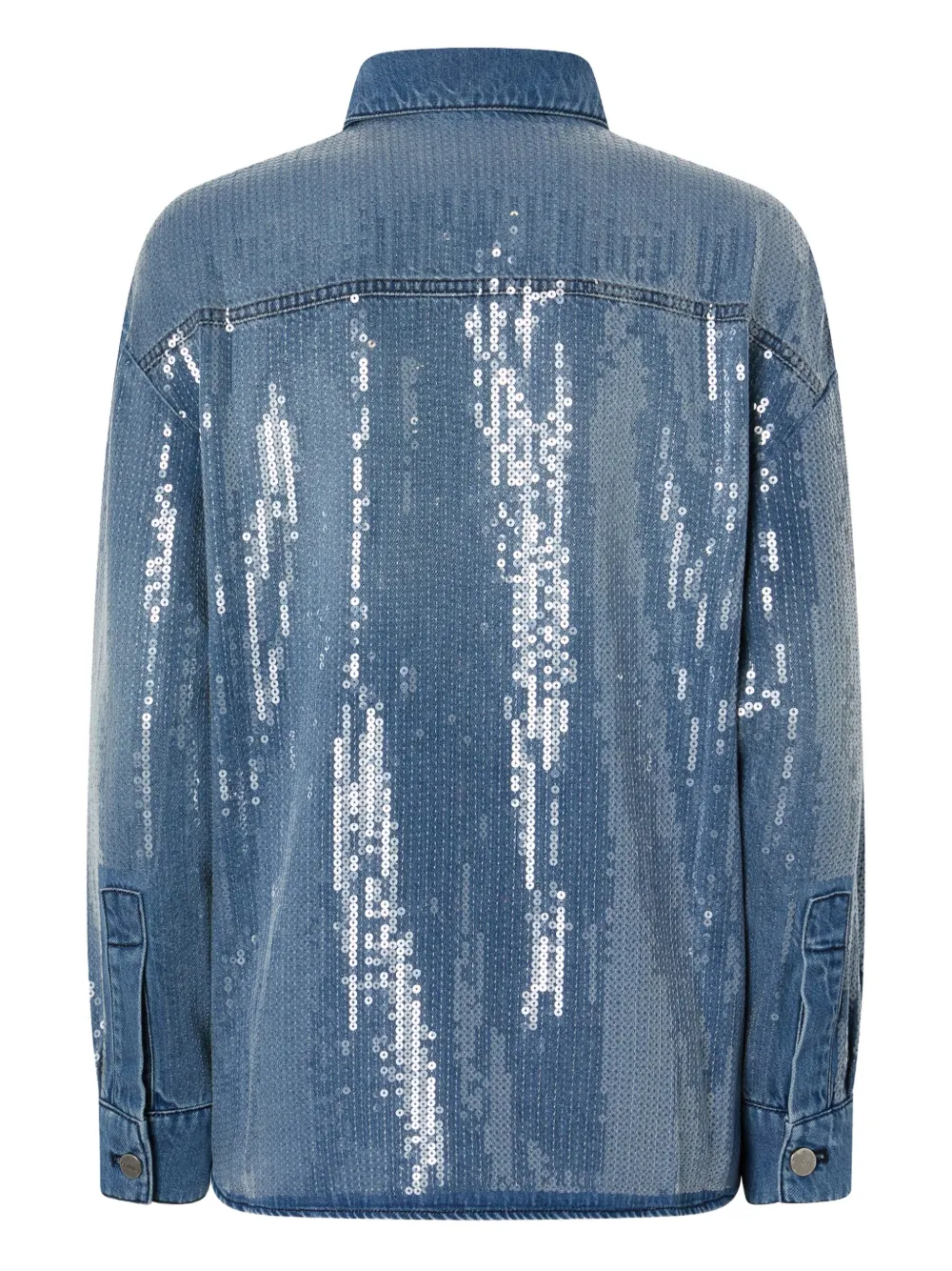 PINKO sequin-embellished denim shirt - Blauw