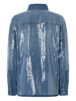 PINKO 売れ筋商品|||ピンコ シャツ トップス レディース Denim shirts Blue Denim shirt with three-quarter sleeves PINKO → Shop Online