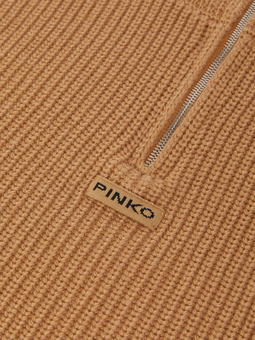 PINKO Geribbelde dicky top met rits Beige