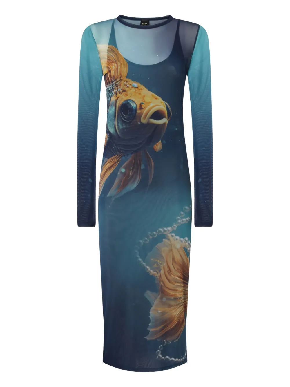 PINKO fish-print mesh midi dress | Blue | Image 1