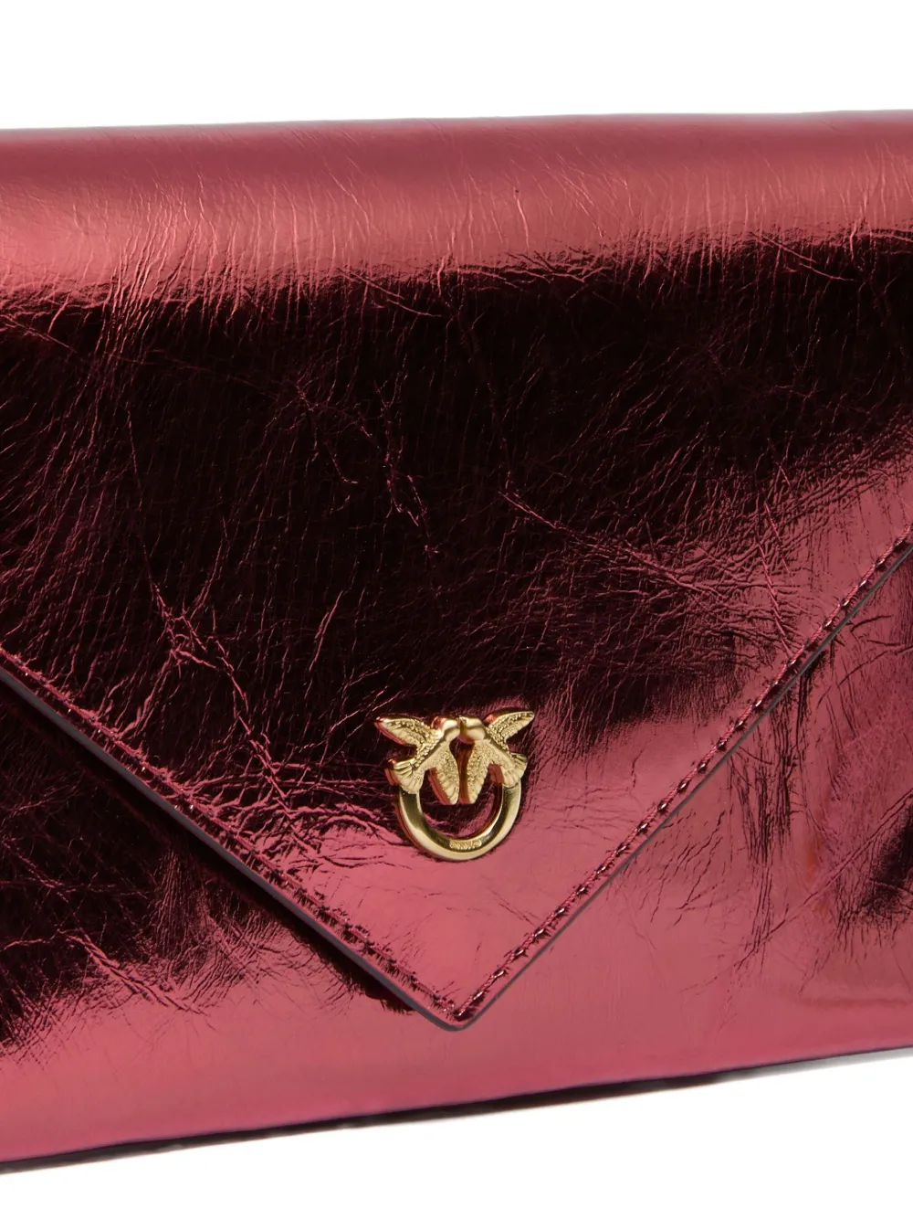 PINKO metallic calfskin chain clutch bag Rood