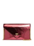 PINKO metallic calfskin chain clutch bag - Red