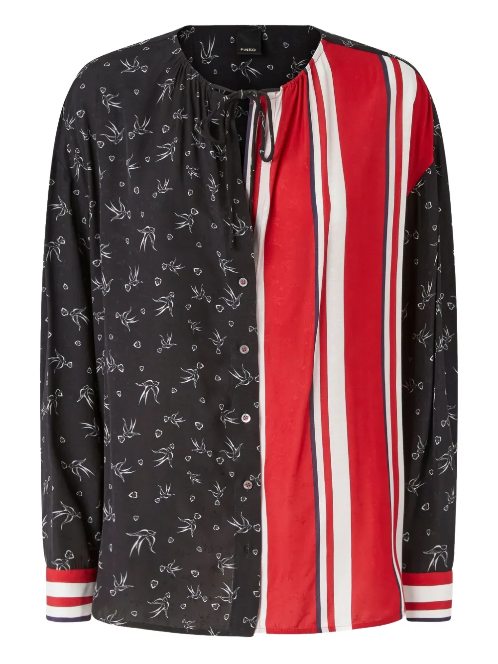 PINKO Gestreepte top met print Zwart