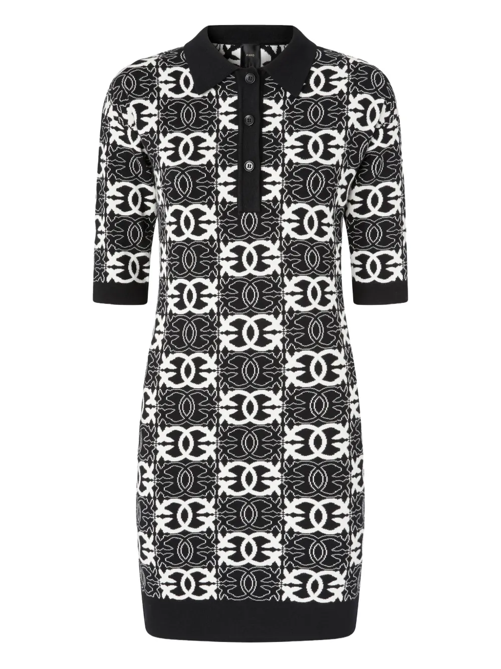 PINKO logo-print polo-neck day dress Zwart
