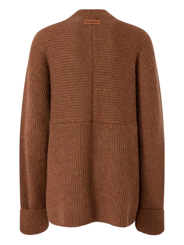 PINKO ribbed-cuff Panelled Sweater Brown FARFETCH IN