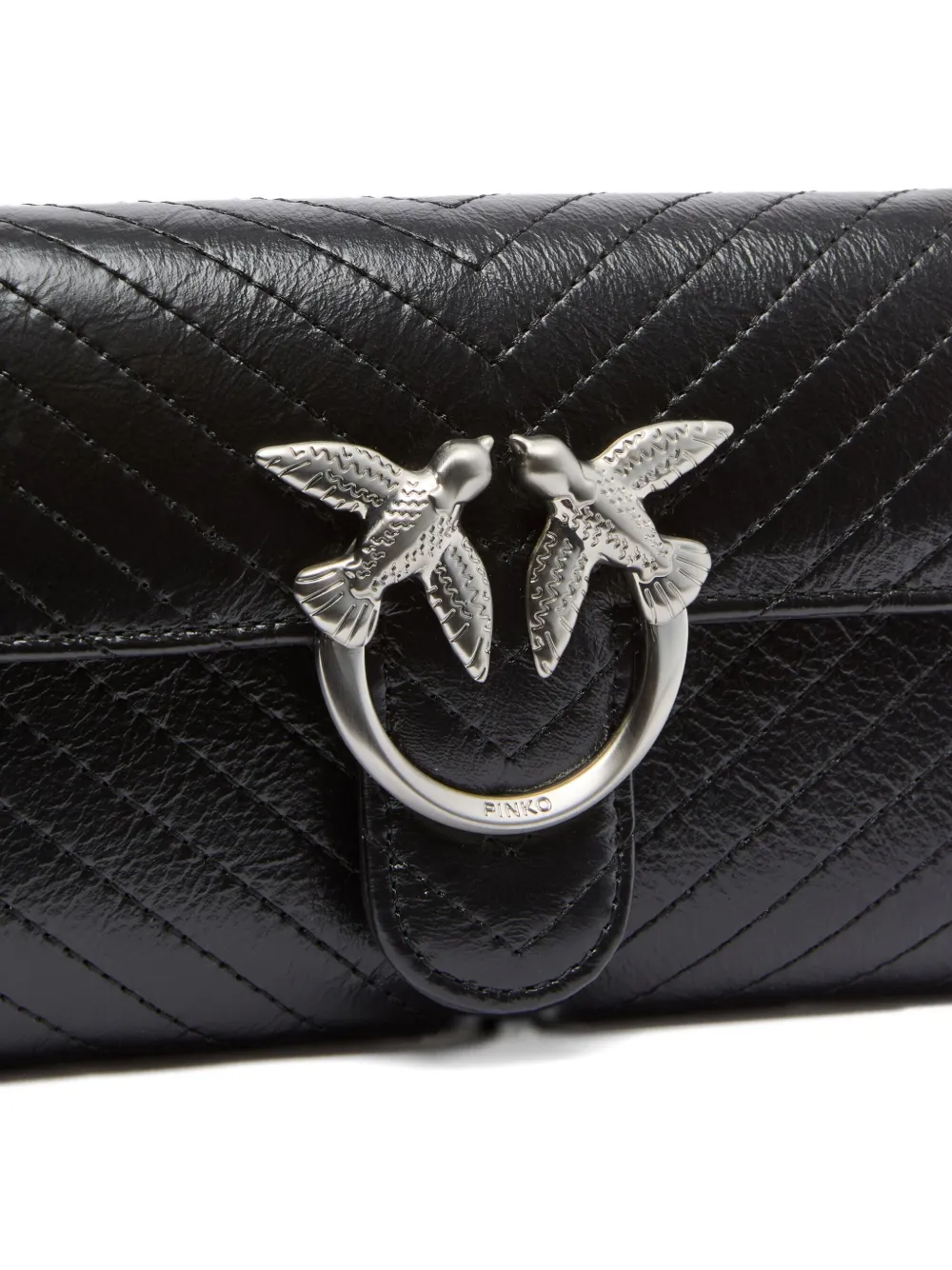 Pinko Love Bag One Small Crossbody Bag In Leather In Black