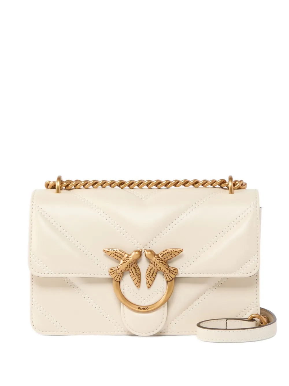 PINKO mini Love quilted Love Birds-embellished crossbody bag - ホワイト PINKO mini Love quilted Love Birds-embellished crossbody bag - ホワイト