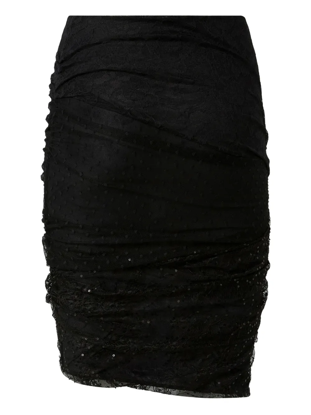 PINKO sequin-embellished lace fitted skirt Zwart