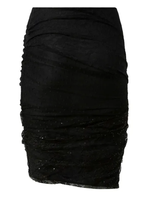 PINKO sequin-embellished lace fitted skirt
