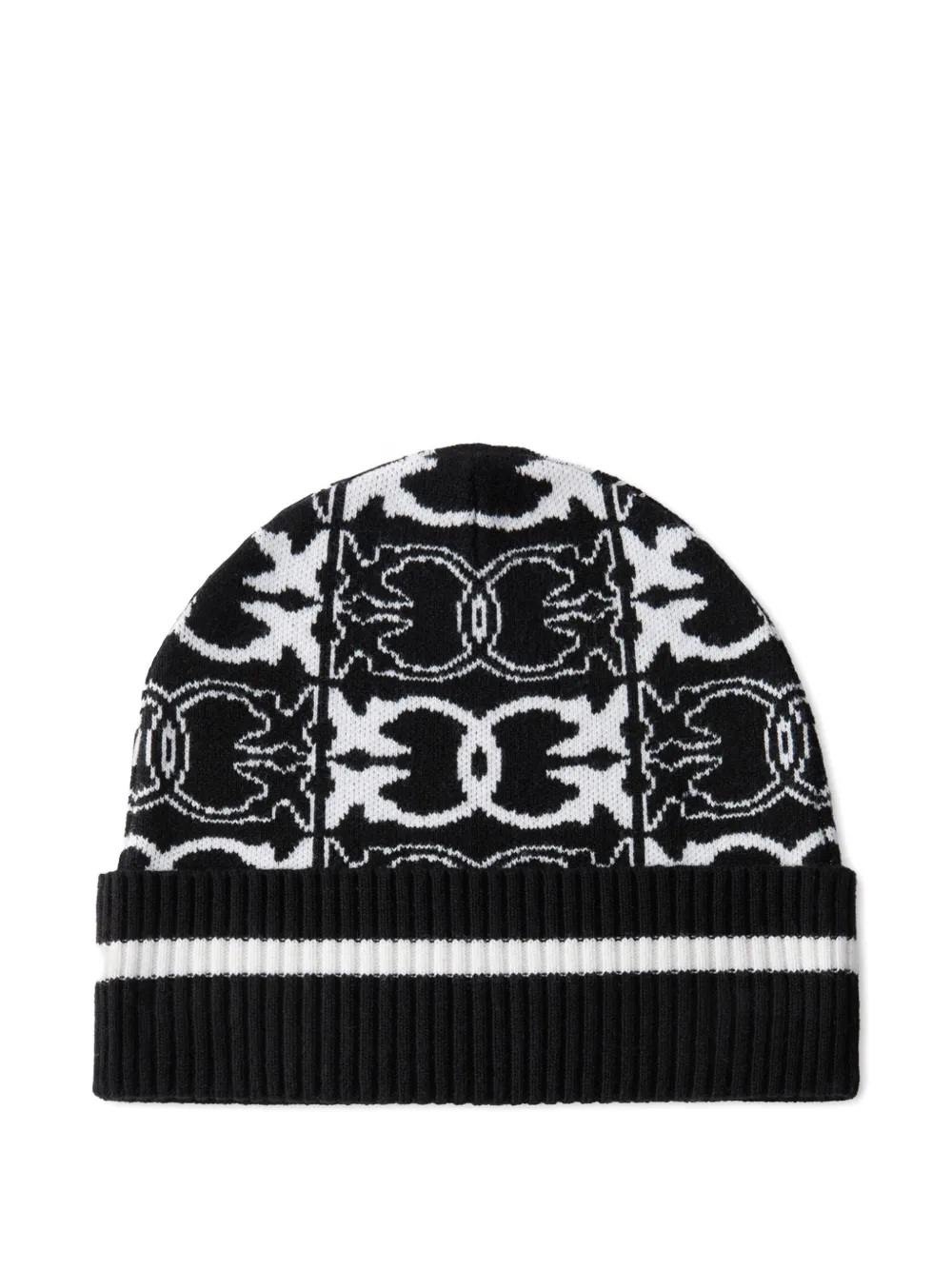 Pinko Love Birds-pattern Beanie In Black