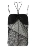 PINKO lace-paneled sequin blouse - Black
