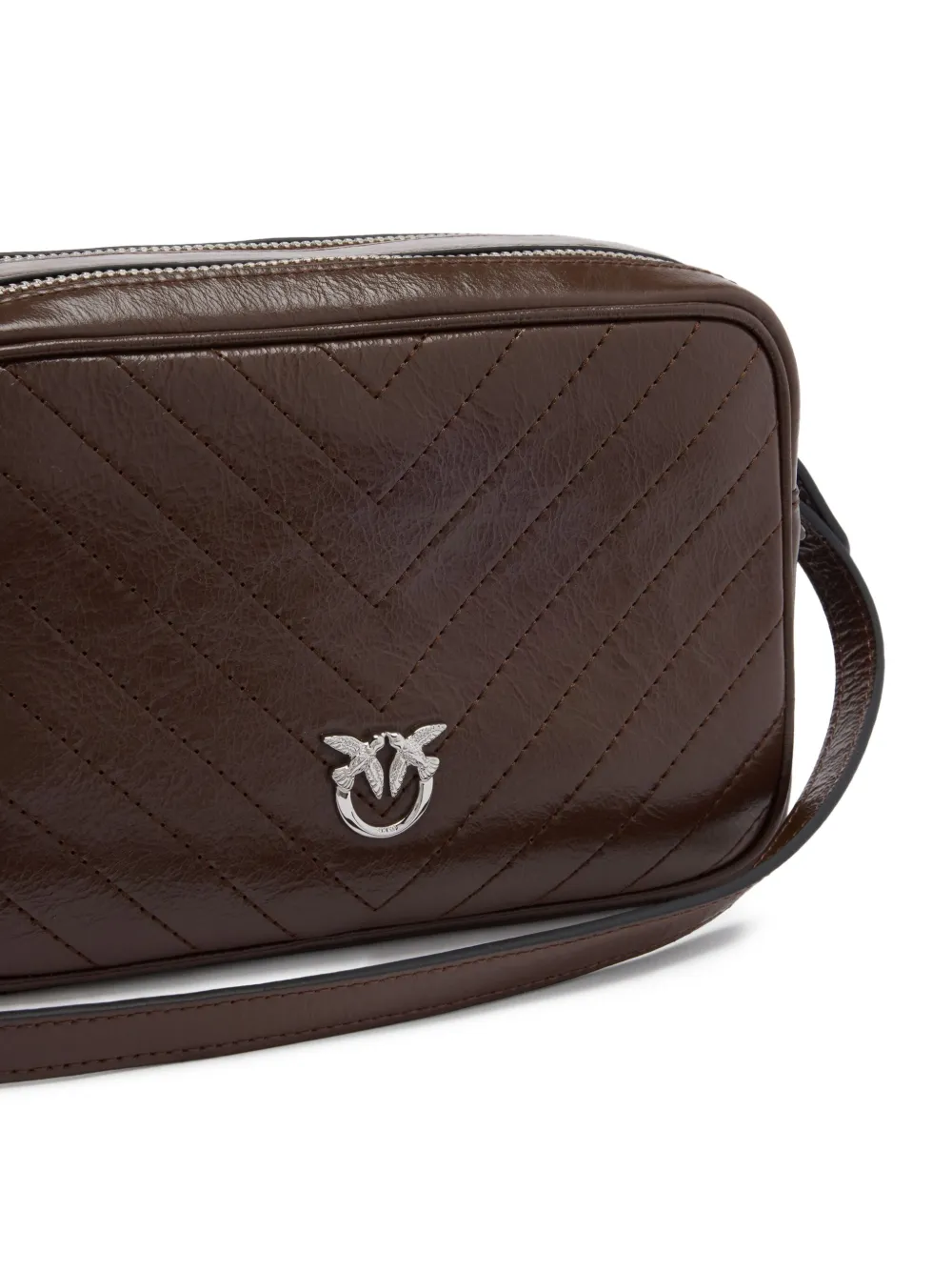 PINKO Medium crossbodytas met chevron logo Bruin