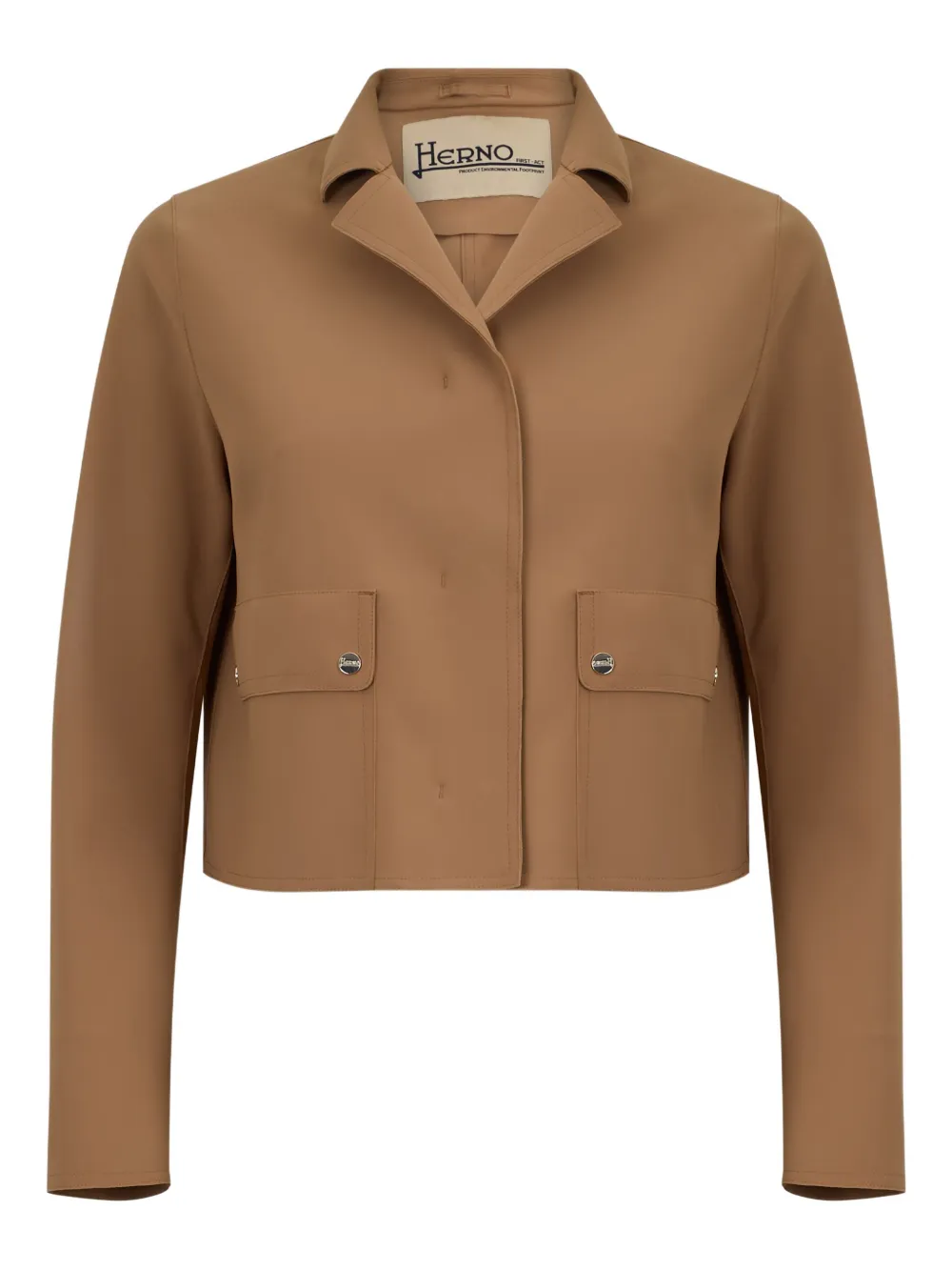Herno notched-collar cropped jacket | Brown | Image 1