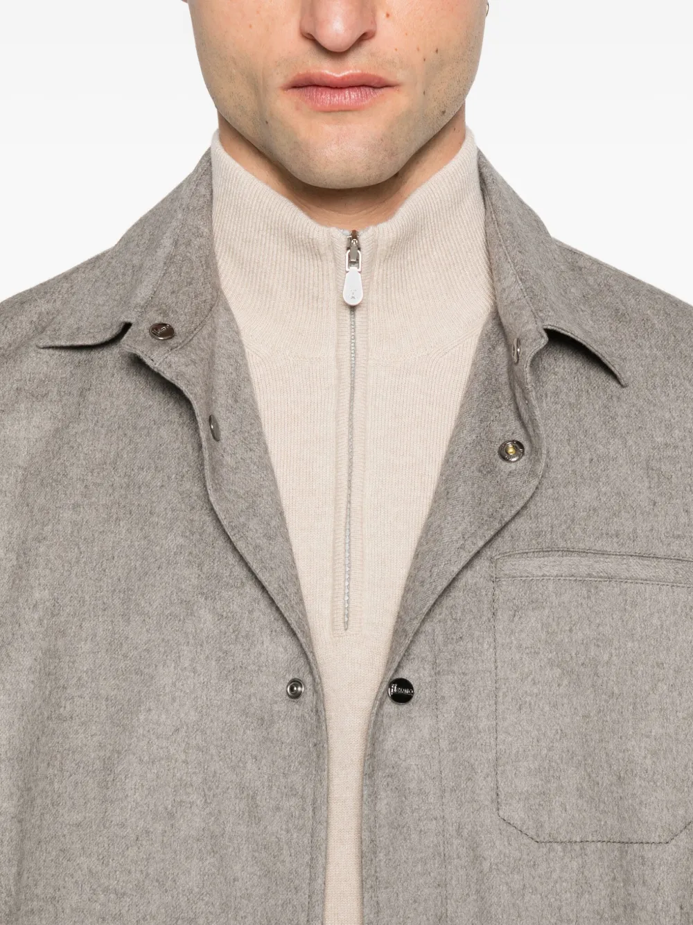 Herno button-fastening patch-pocket jacket Grijs