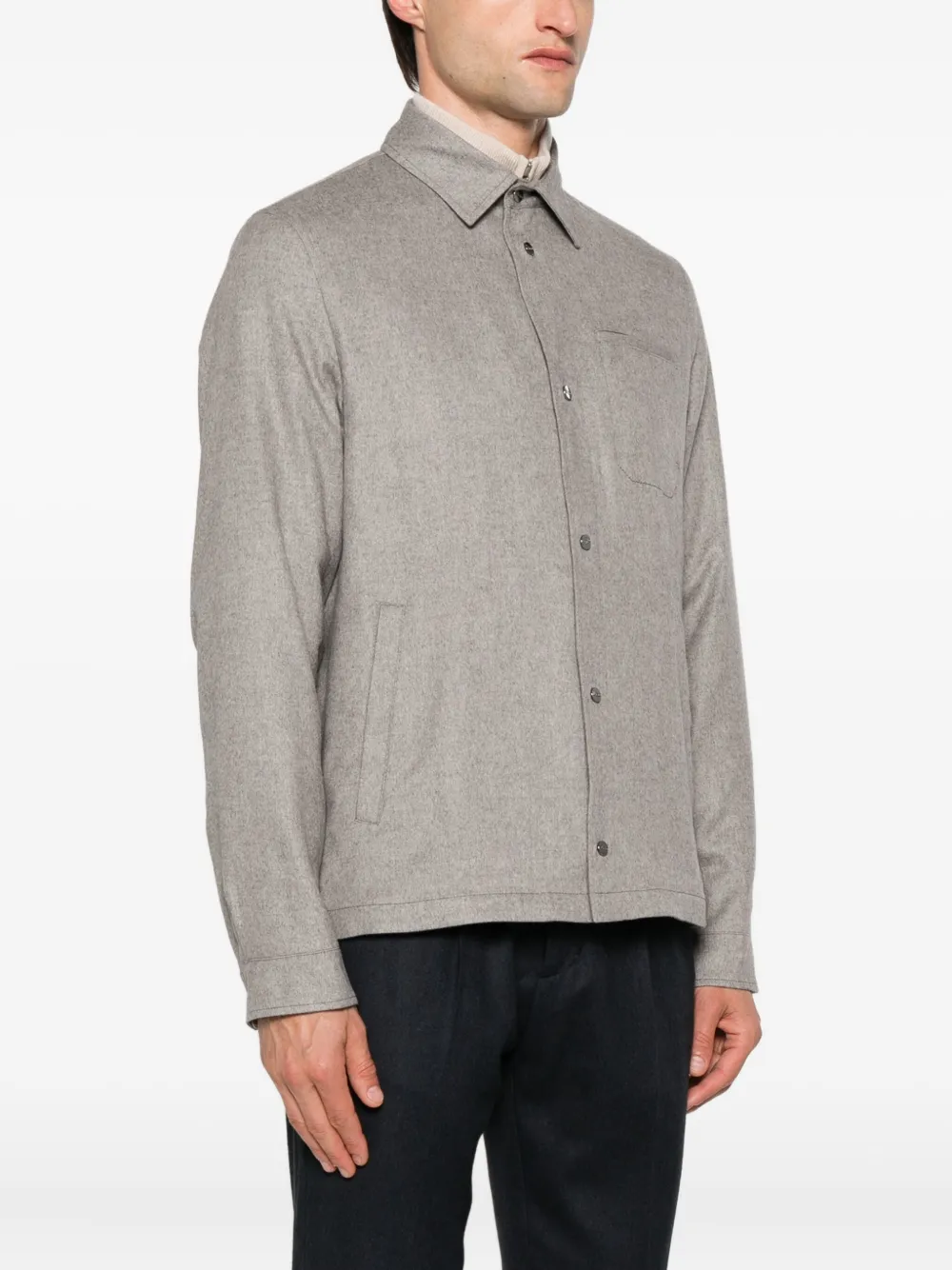 Herno button-fastening patch-pocket jacket Grijs