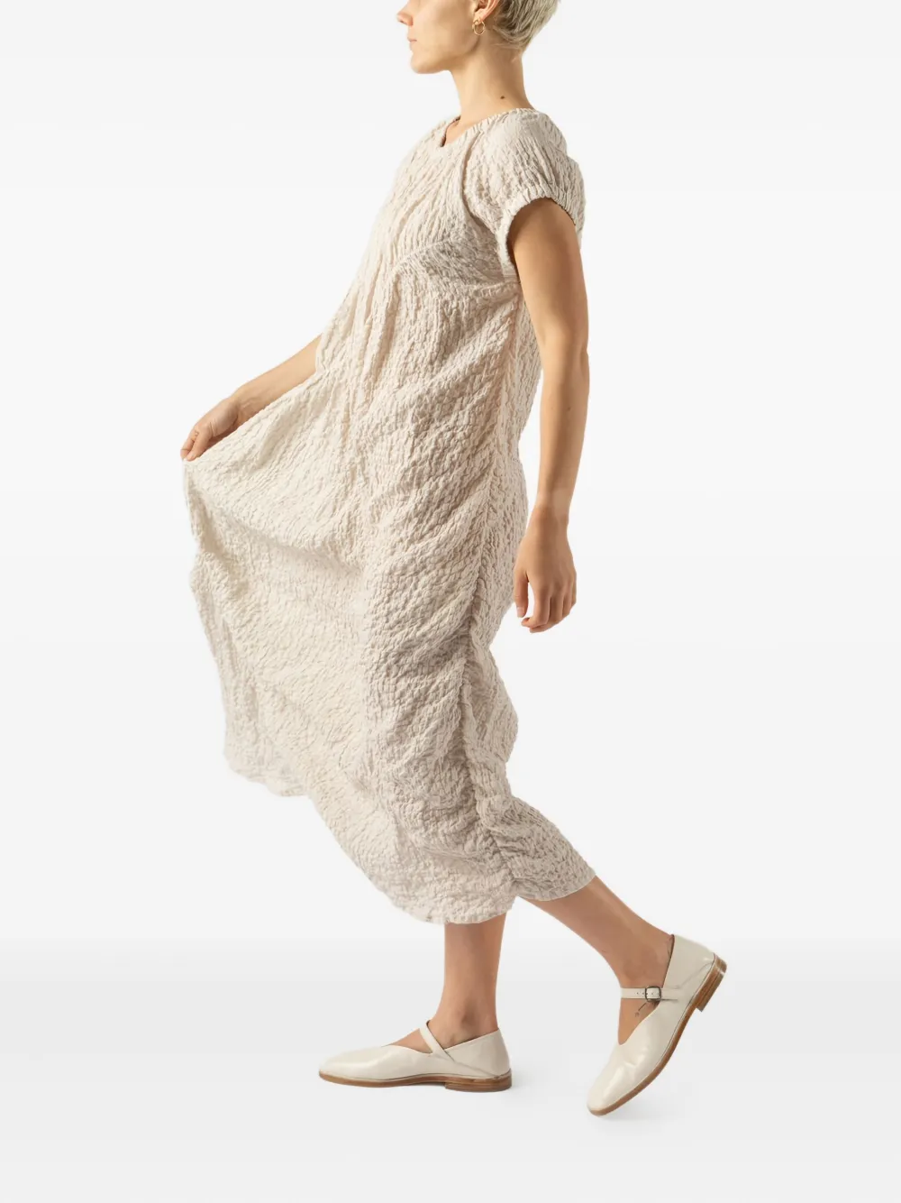 Lauren Manoogian Gesmockte midi-jurk met textuur - Beige
