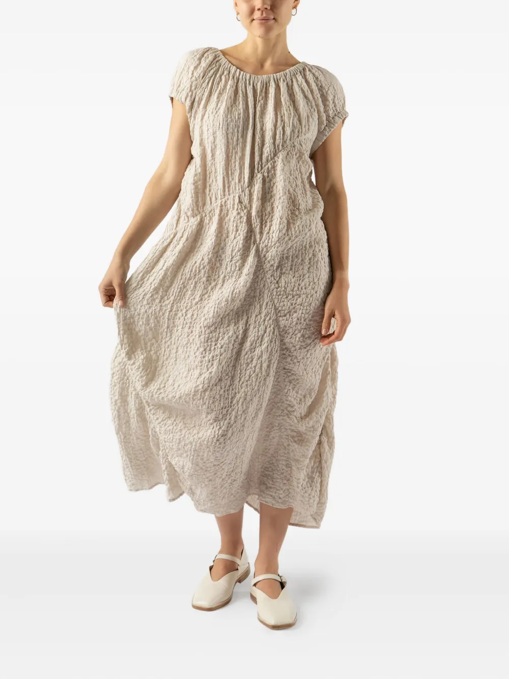 Lauren Manoogian textured gathered midi dress | Neutrals | Image 1