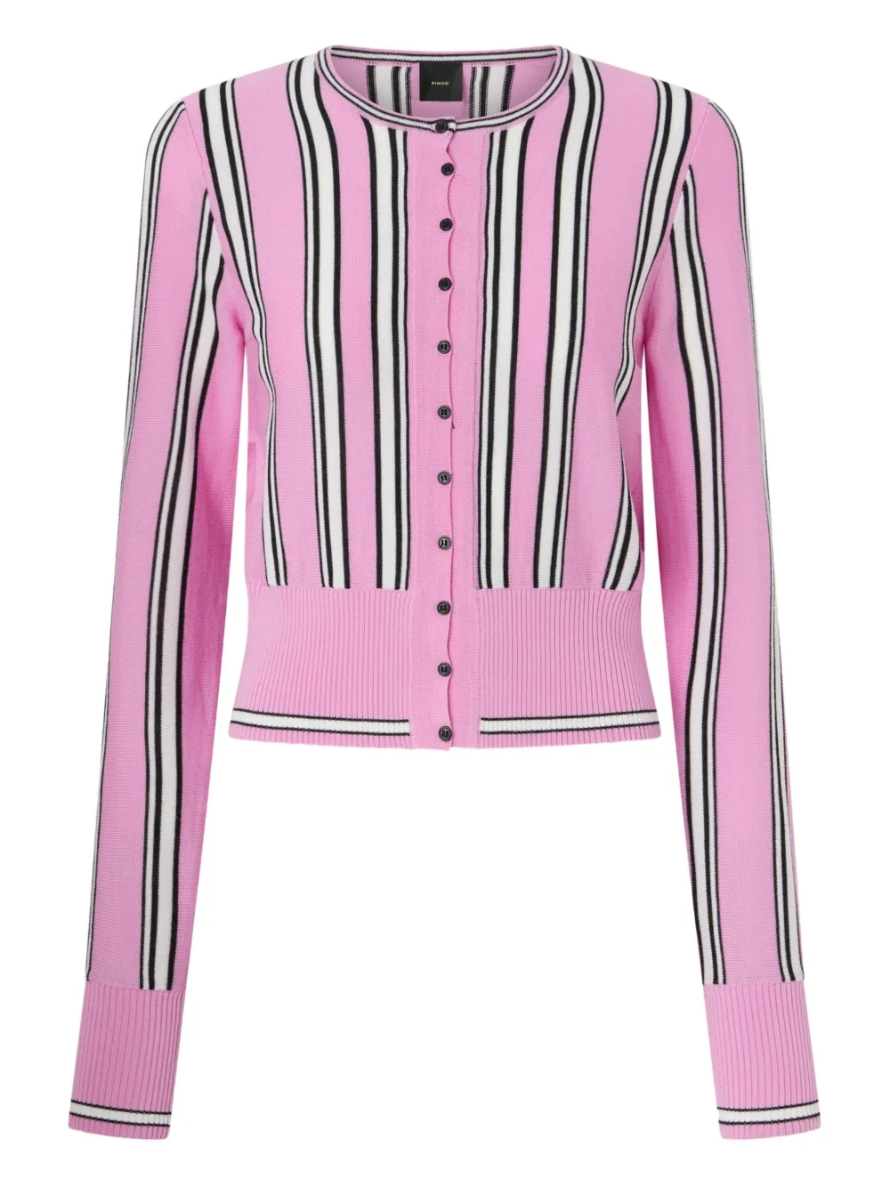 Pinko Striped Buttoned Cardigan In Pink