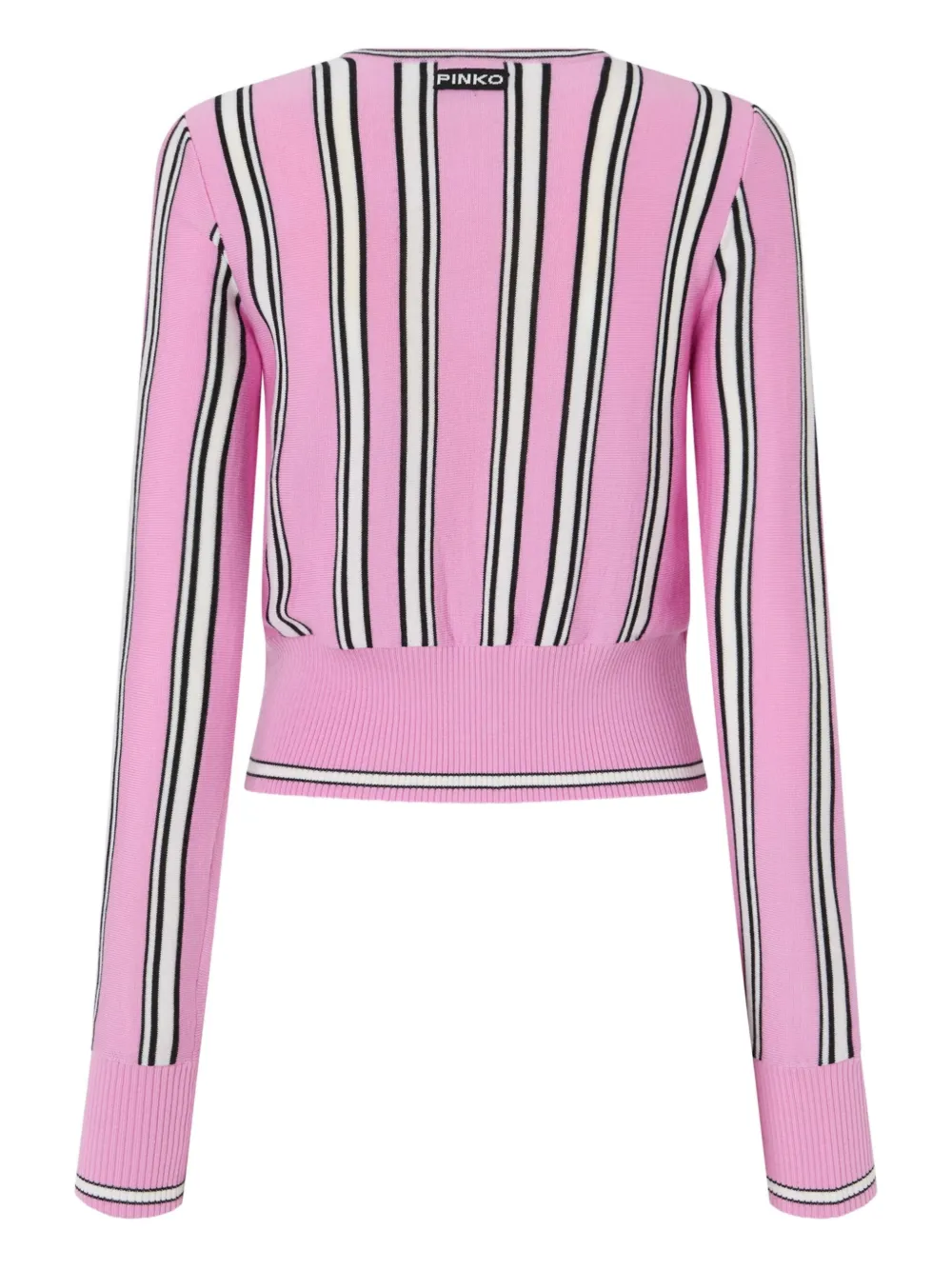 Pinko Striped Buttoned Cardigan In Pink