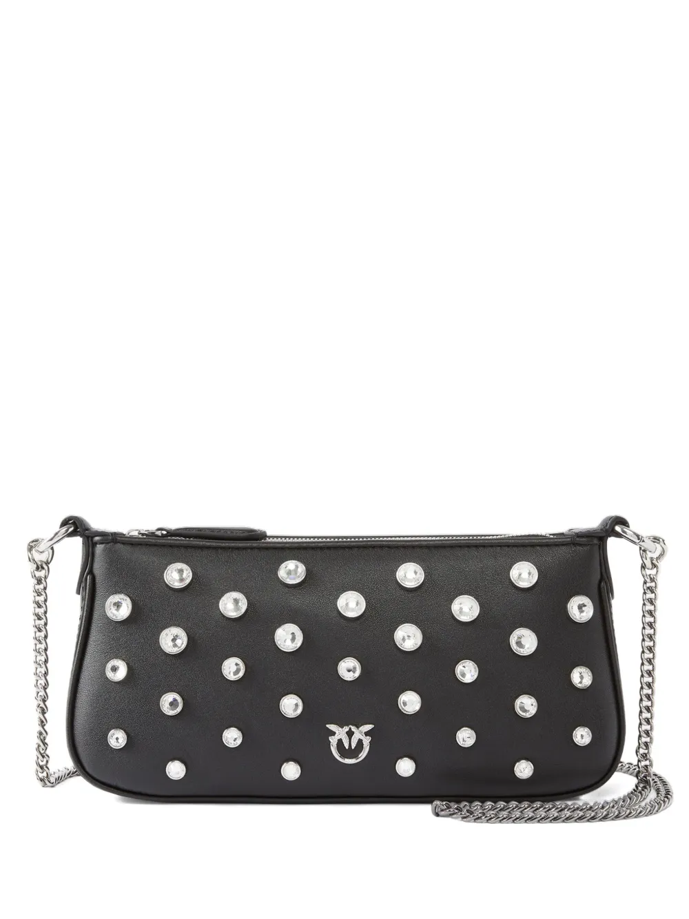 PINKO crystal-embellished chain cross body bag – Black