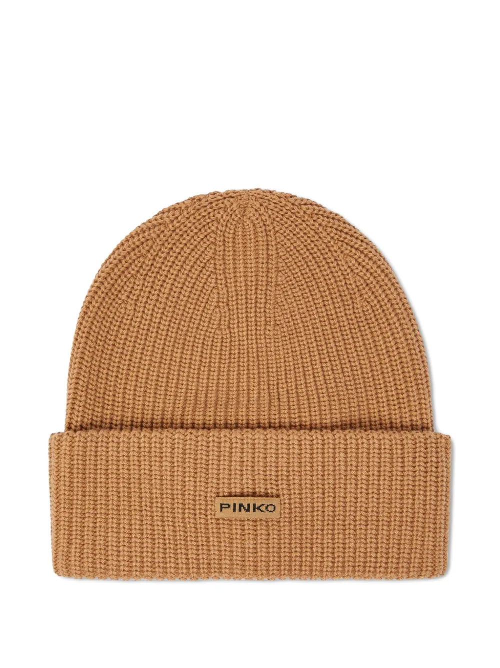 Pinko Ribbed Beanie In Brown