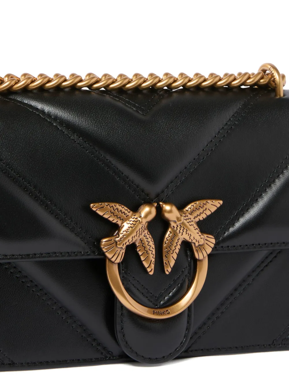 PINKO Love gewatteerde mini-crossbodytas met Love Birds-verfraaiing Zwart