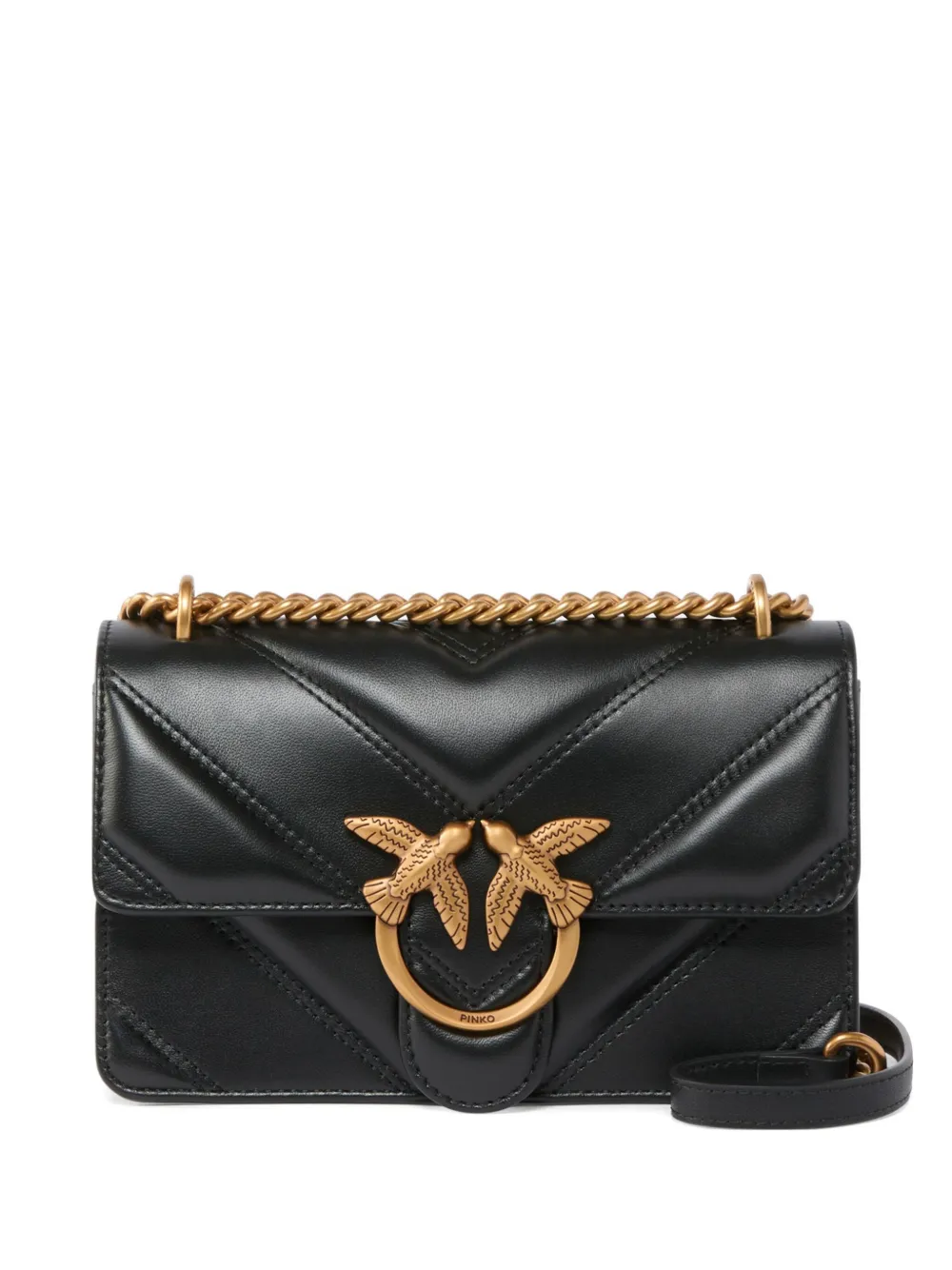PINKO mini Love quilted Love Birds-embellished crossbody bag - ブラック PINKO mini Love quilted Love Birds-embellished crossbody bag - ブラック