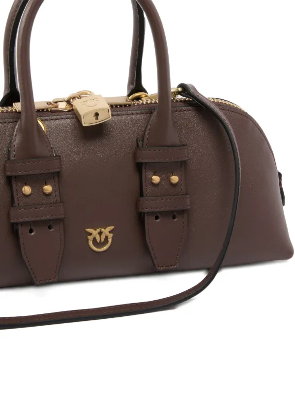 PINKO Leather top-handle Tote Bag | Brown | FARFETCH
