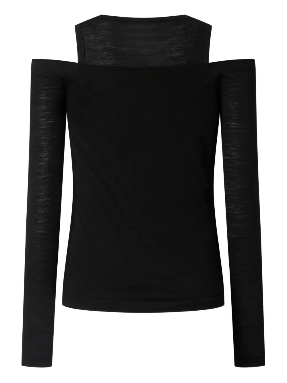 Pinko Off-the-shoulder Wool Blend Jersey Top In Black