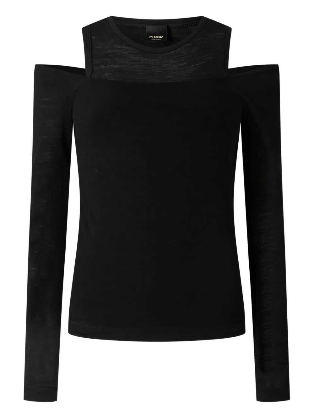 Pinko Off-the-shoulder Wool Blend Jersey Top In Black