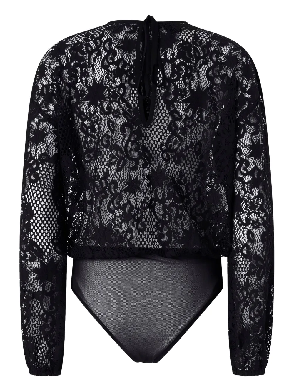 PINKO lace-pattern long-sleeve bodysuit Zwart