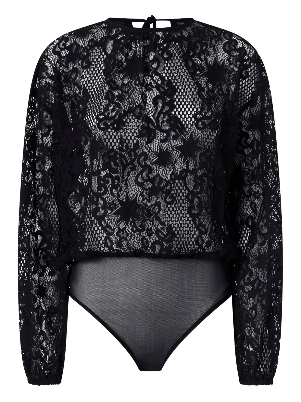 PINKO lace-pattern long-sleeve bodysuit Zwart