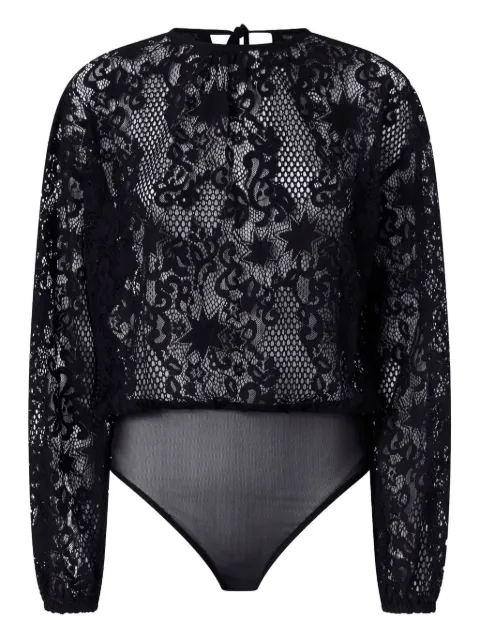 PINKO lace-pattern long-sleeve bodysuit
