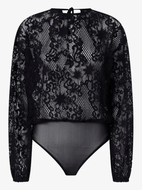 PINKO lace-pattern long-sleeve bodysuit