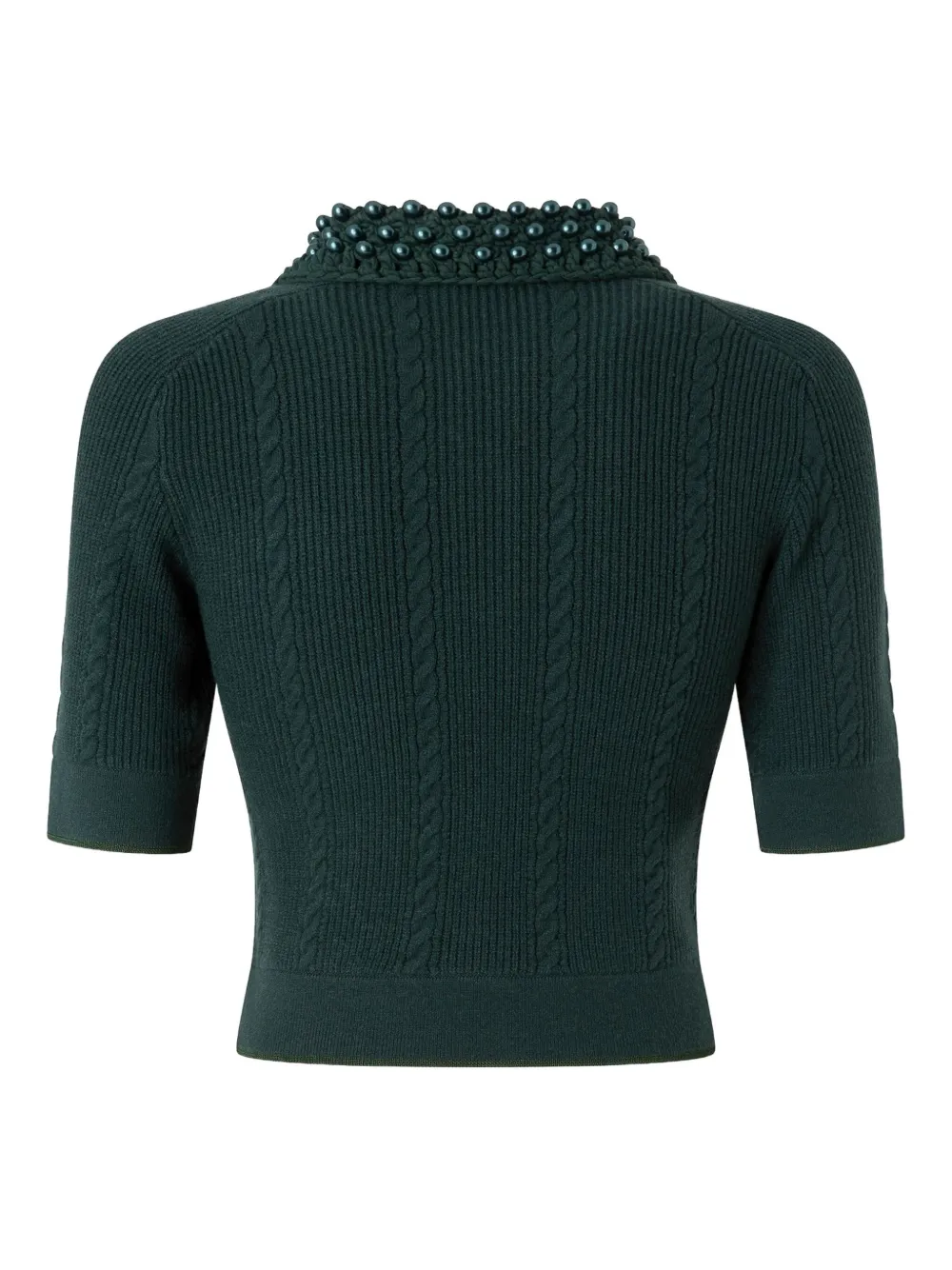 PINKO Kabelgebreide polotop met kralenkraag - Groen