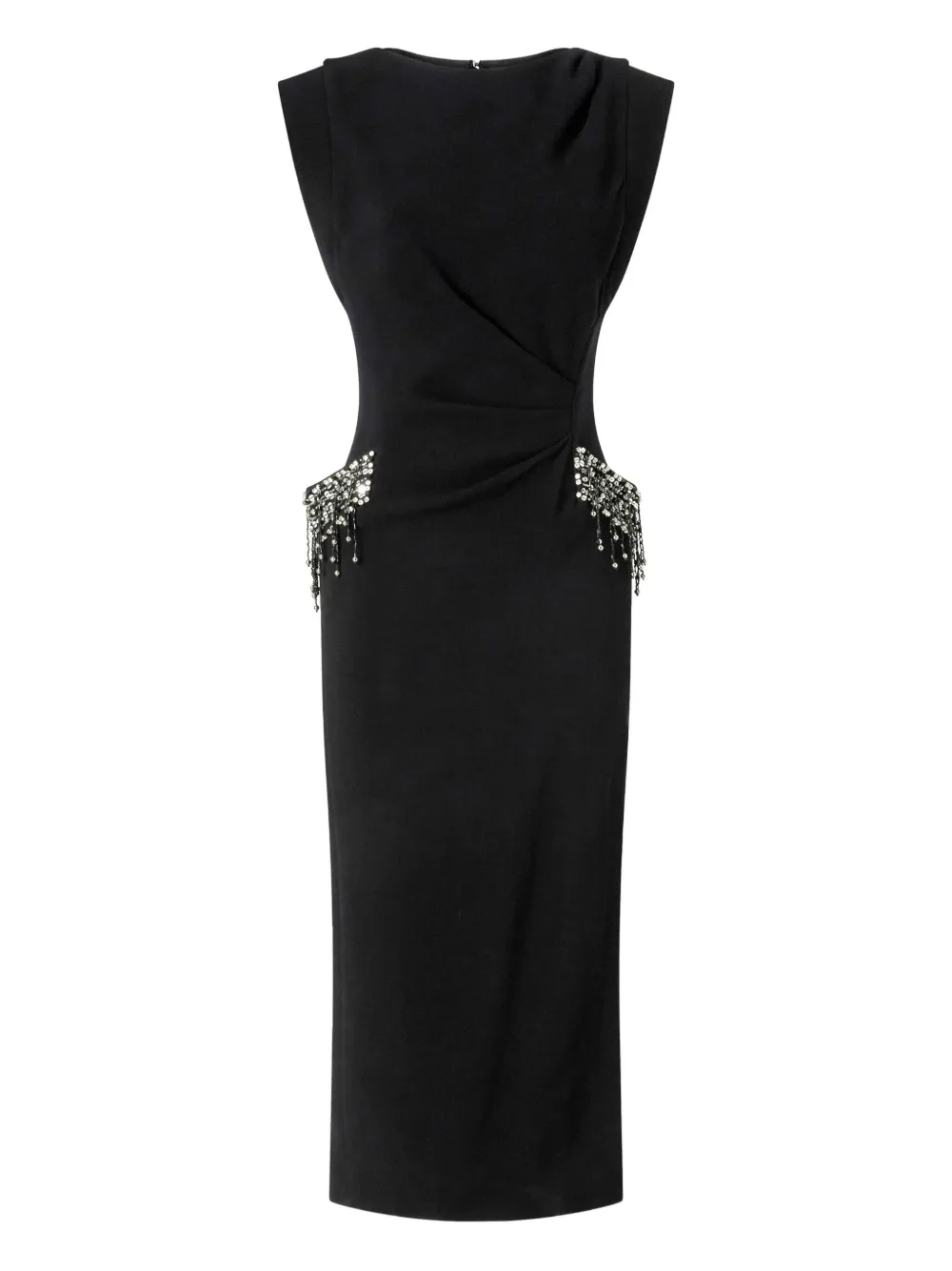 Pinko Midi Sleeveless Dress With Side Split And Sequins In Black