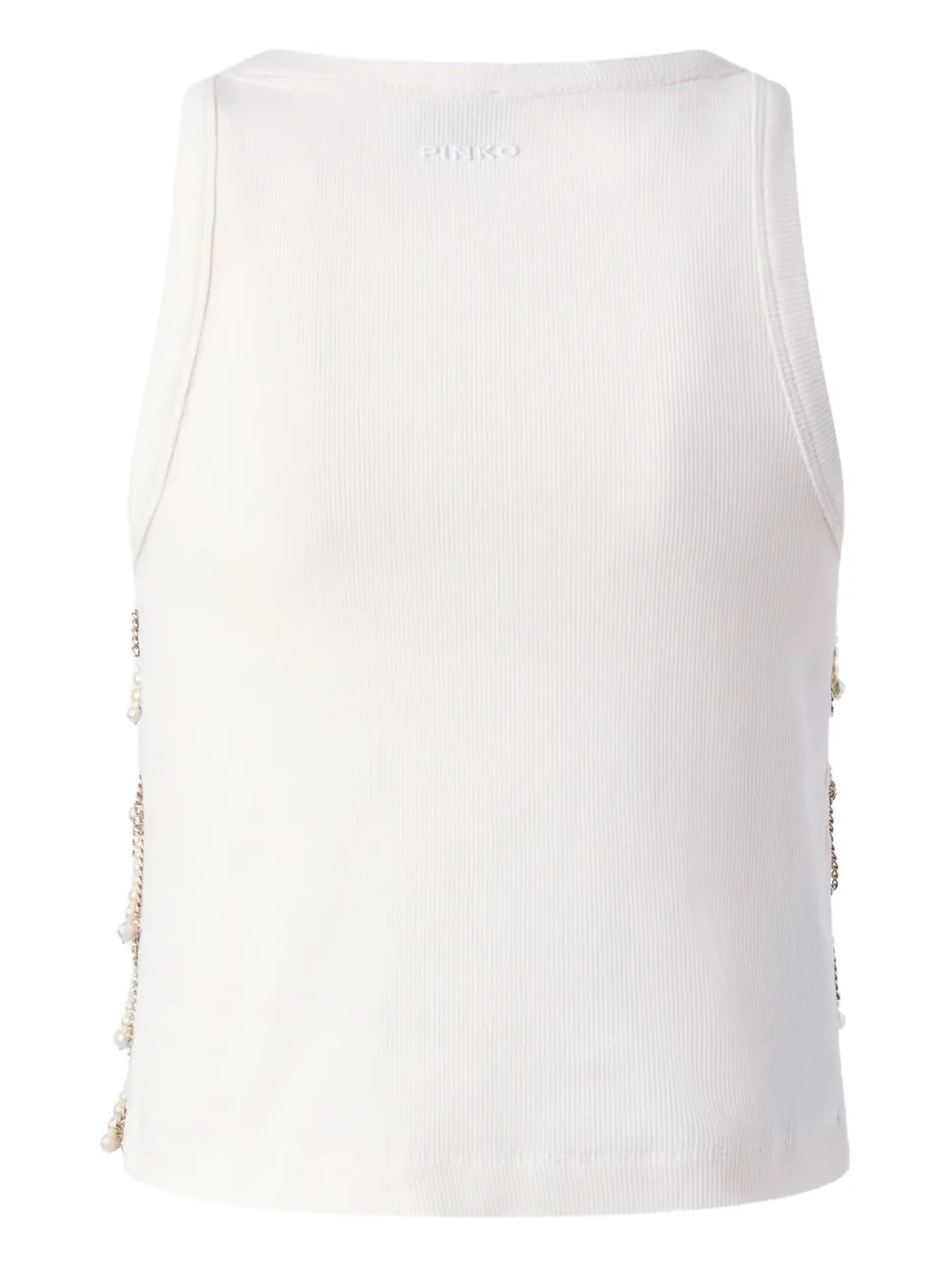 Pinko Top Avec Strass Et Chaînes Bijou In White