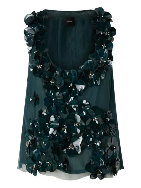 PINKO flower-embellished sleeveless blouse