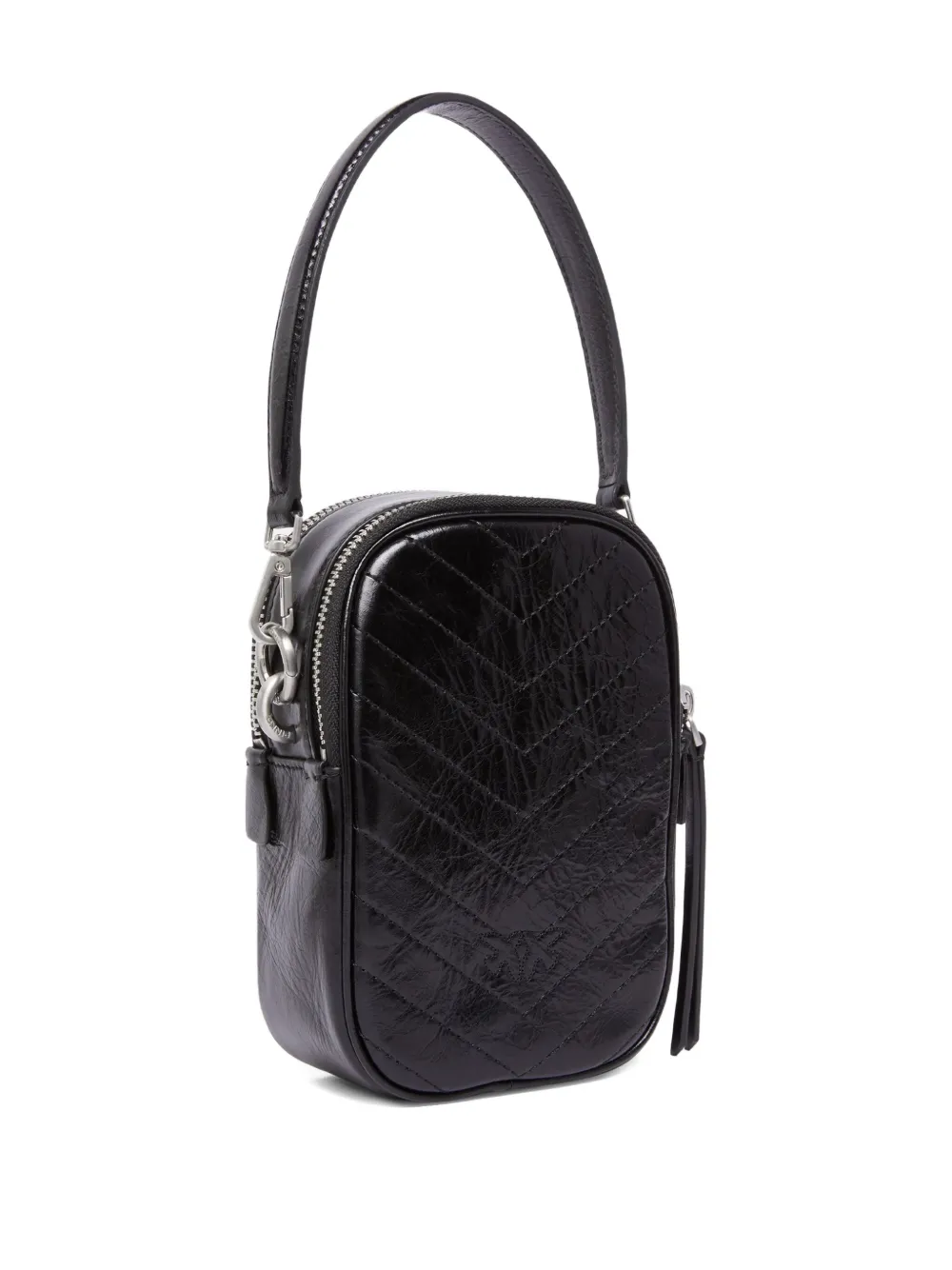 PINKO Leren kleine tas met chevron streep Zwart