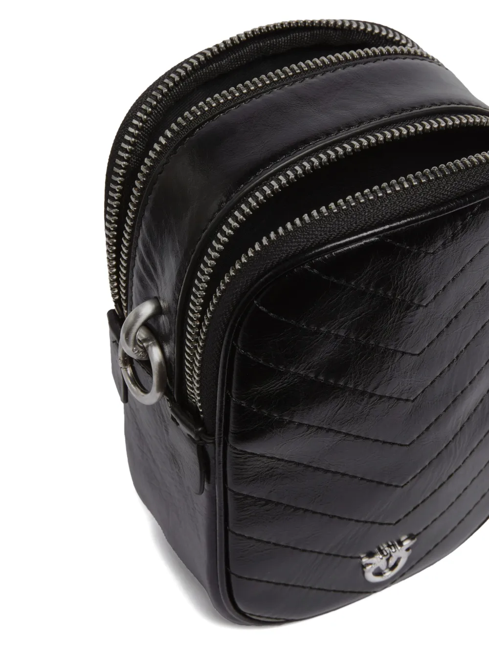 PINKO Leren kleine tas met chevron streep Zwart